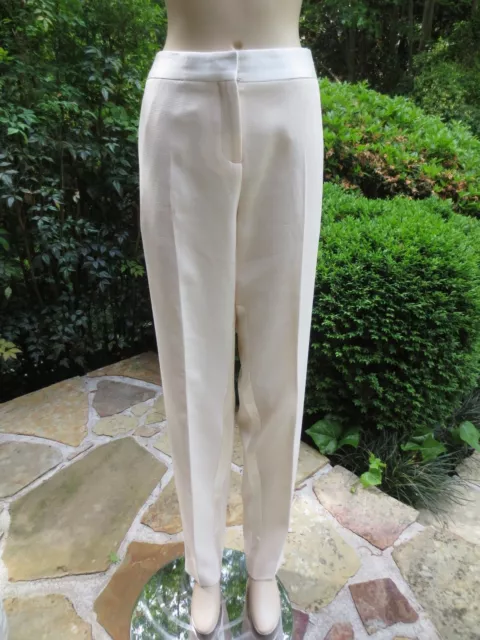 Prabal Gurung Ivory Cropped Tapered Leg Pants Satin Trim Sz 12 NEW TAGS $850