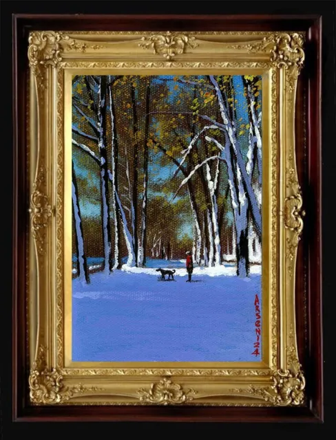 ORIGINAL Oil Painting Handmade Arseni ~ FROST & SUN 6" X 4" NO FRAME Art USA