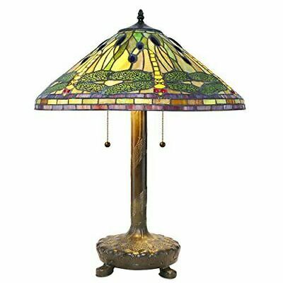 Tiffany Style Stained Glass Yellow Dragonfly Table Lamp Handcrafted New