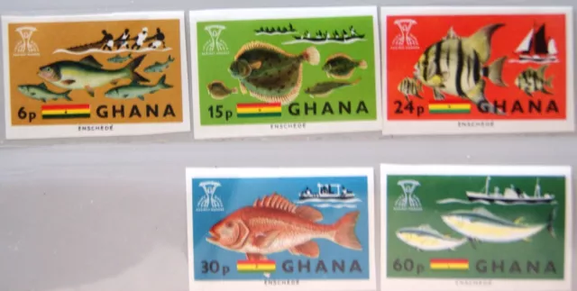 GHANA 1966 261-65 B 251-55 IMPERF Fish Fische Sea Fauna Figth against Hunger MNH