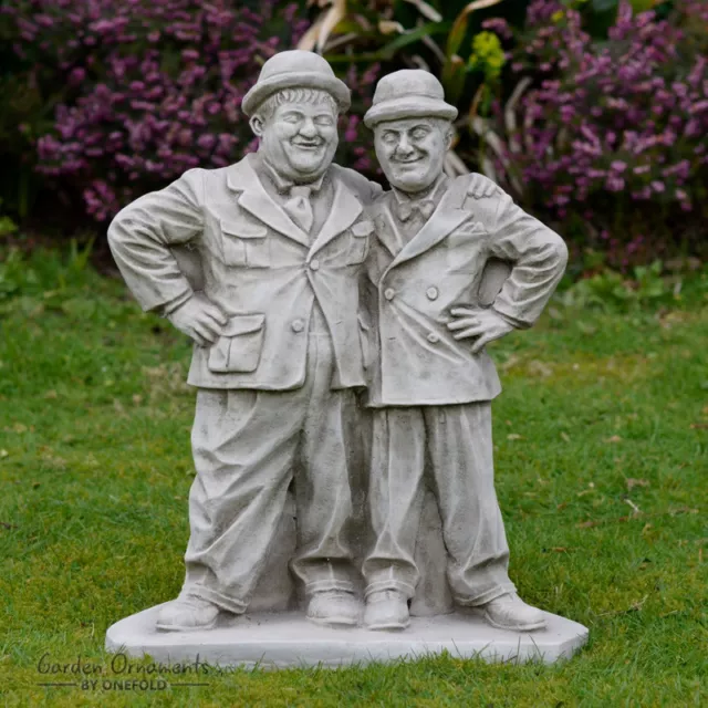 Laurel And Hardy Hand Cast Stone Outdoor Garden Ornament Statue Detailed Gift