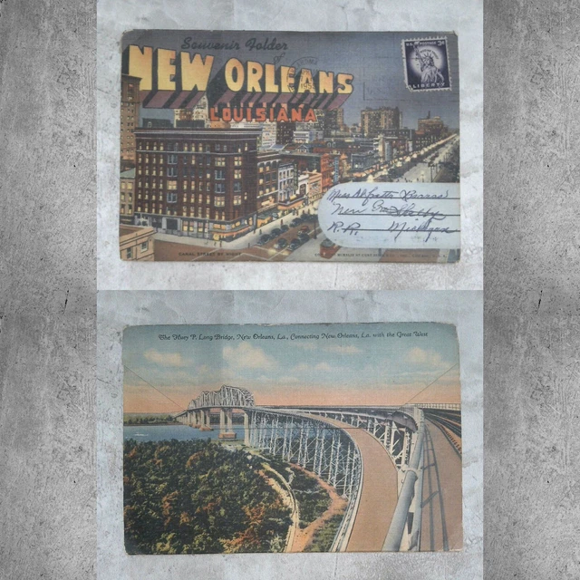 Vintage c1944 Fold-Out Postcard Souvenir Folder New Orleans Louisiana LA