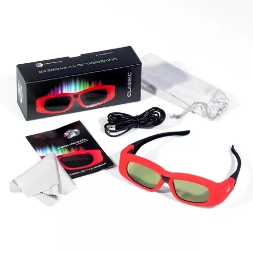 1 Pair 3D3 A1111 Universal 3D TV Eyewear Active Shutter IR & RF Red Glasses
