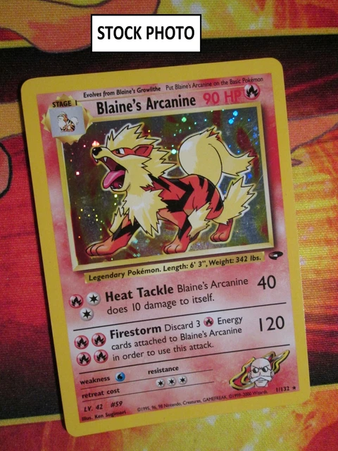 PL(Unlimited) Pokemon BLAINE'S ARCANINE Card GYM CHALLENGE Set 1/132 Holo PLAYED