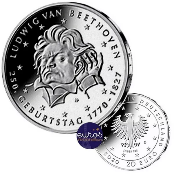 20 euros ALLEMAGNE 2020 - 250ème anniversaire Ludwig van BEETHOVEN - Argent 925‰