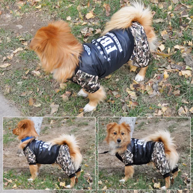 Pet Puppy Dog Cat FBI Camouflage Clothes Cotton Winter Warm Coat Costume rt