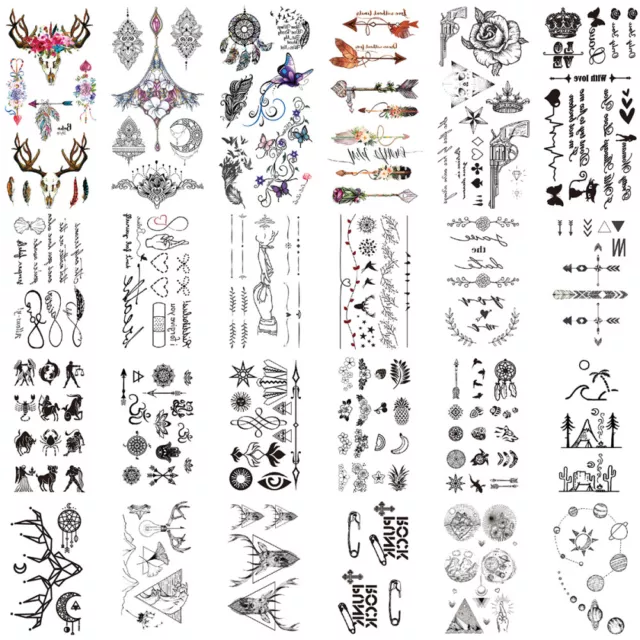 Niceauty 24 Sheets Temporary Tattoos Arm Shoulder Long Lasting Stickers Full