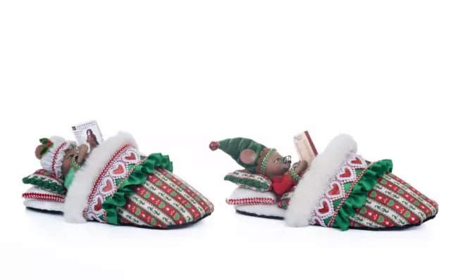 Christmas Katherine's Gifts 2pc Mr. And Mrs. Mousecarpone Mice In Slippers 3