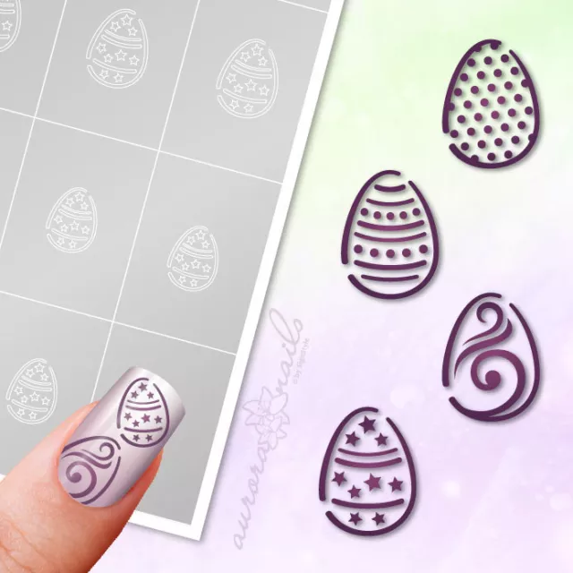 Plantillas para aerógrafo y arte de uñas SET77 Pascua huevos de Pascua pegajosos huevos de Pascua