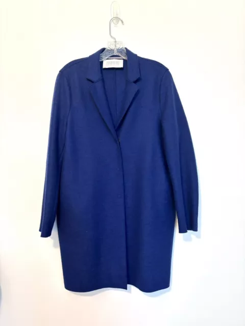 Harris Wharf London Blue Violet Cocoon Coat Size 40 W/DEFECT Minimalist