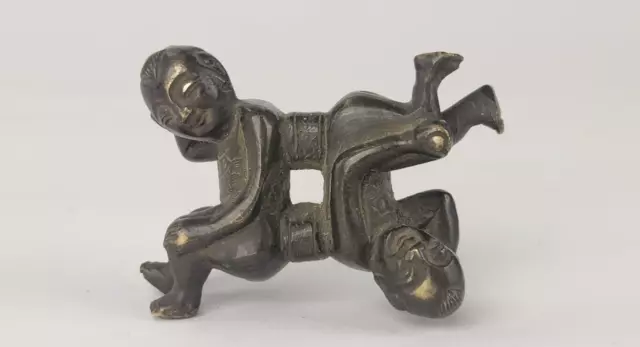 Antique Chinese Bronze Twin Boys Scroll Weight 17th C. Ming Dynasty Rare