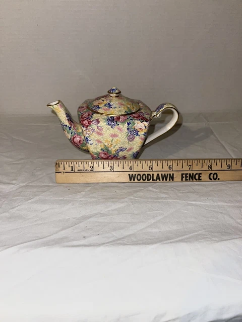 Vtg. ROYAL WINTON WELBECK Grimwades Teapot Yellow Chintz Ascot England EC 9