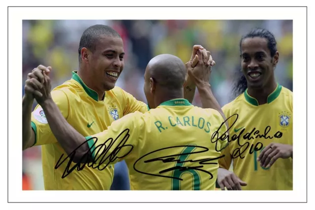 Ronaldinho Roberto Carlos Ronaldo Brazil Autograph Signed Photo Print Soccer