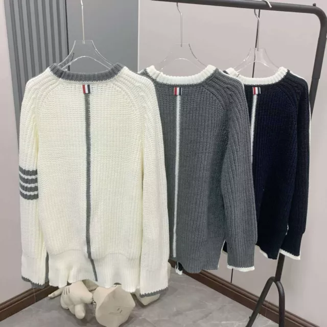 Thom Browne Women Wool Preppy Style Crew-neck Knitted Pullover Sweater 2