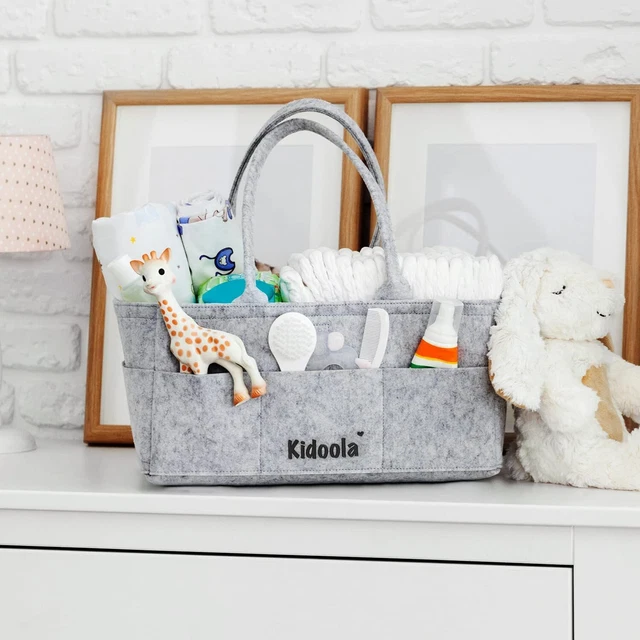 Grey Baby Diaper Organizer Caddy Felt Changing Nappy Kids Storage Carrier Bag