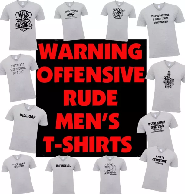 Funny T shirts RUDE tee OFFENSIVE Swearing tshirt t shirt slogan fun joke V-Neck