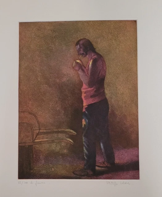 Lithographie Philippe Lelievre "le fumeur" 85 /100 signée et numérotée