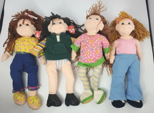 TY BEANIE Boppers Lot Of 4 Girl Kid Dolls w/ Outfits 12" Vintage 2001/2002 b