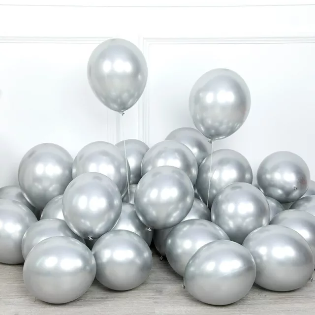 100 Chrome Metallic Latex Pearl Balloons 10" Helium Decoration Plain Balloon UK