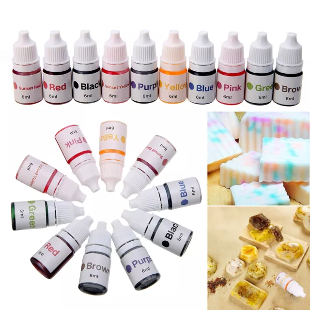 10 Colors 6ML Dyes Soap Making Coloring Set Colorants Kit for DIY Bath Bomb pp