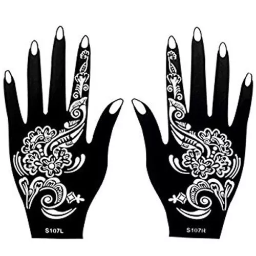 2pcs Henna Stencils Hand Mehndi Art Template Lace Body Temporary Tattoo Mehandi