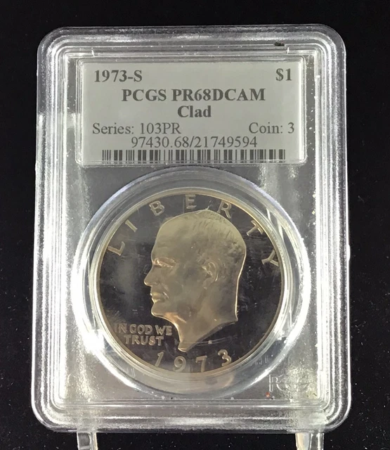 1973-S PCGS PR68DCAM Eisenhower Clad Dollar Classic Label