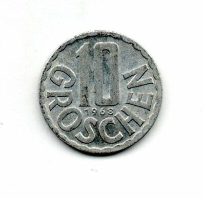 1968 Austria 10 Groschen Republik Osterreich Circulated Coin #Fc1240 Free S&H!