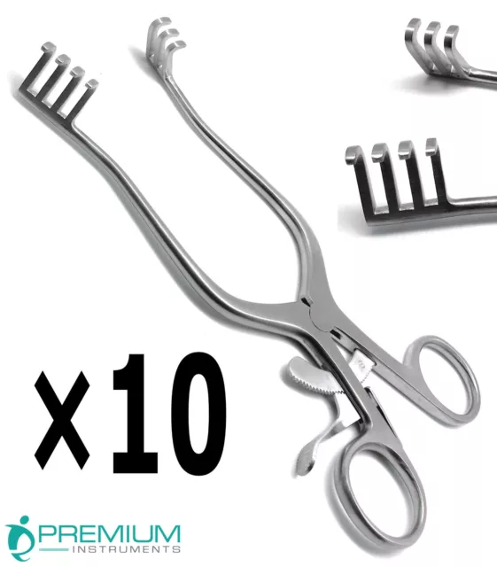 10× Weitlaner Retractor 7" Blunt 3x4 Prongs Surgical Veterinary Instruments