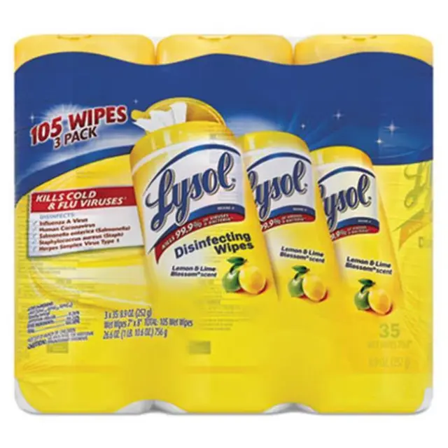 Reckitt Benckiser Professional 82159CT Disinfecting Wipes- 7 x 8- White- Lemo...