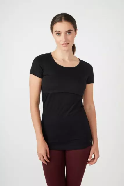 Modern Eternity Womens Black Short Sleeve Maternity/Nursing Top Size LARGE