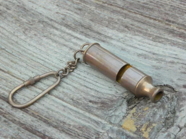 Nautical Brass Anchor Whistle Key Chain Vintage Collectible Marine Kay Ring New