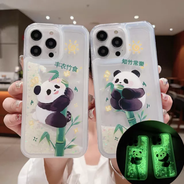 For OPPO Xiaomi VIVO Noctilucent Quicksand Panda Cartoon Hot Phone Case Cover