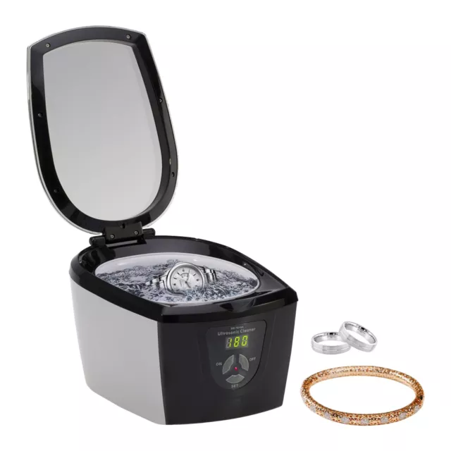 Mini nettoyeur à ultrasons bain cuve nettoyage bijoux montre gris