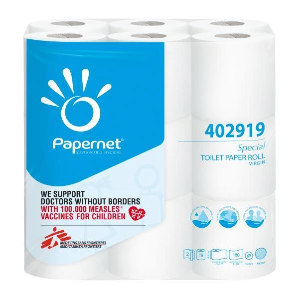 Carta igienica - 2 veli - 16,5 gr - 9,5 cm x 19,8 mt - diametro 10,2 cm - 180 st