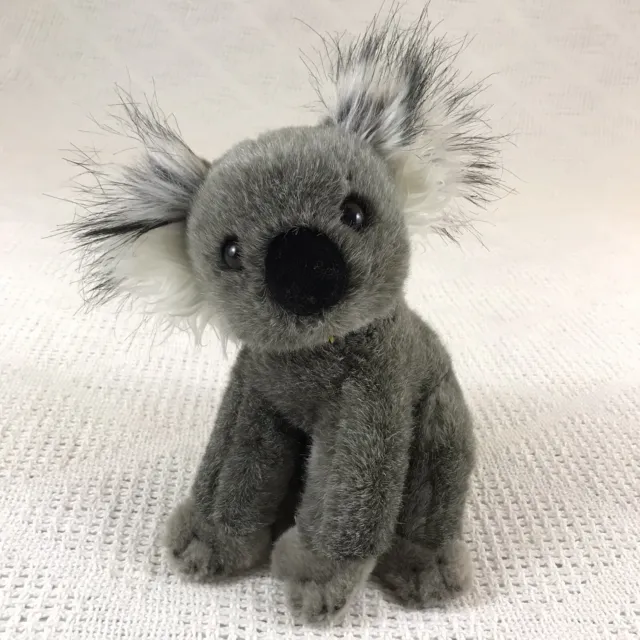 8in grey koala bear plush vintage fuzzy ears hard eyes and nose
