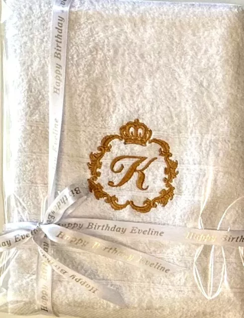 Monogram Initials Personalised Embroidered towels White Gift Christmas Birthday