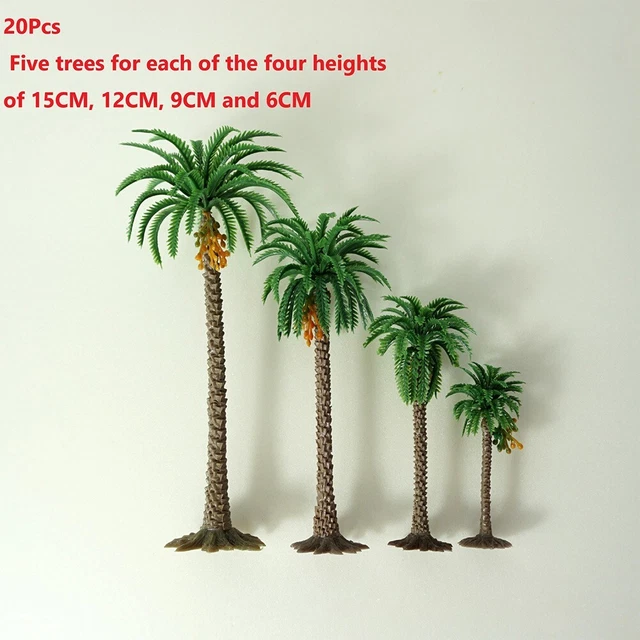 Lot De 20 Palmiers Miniatures – 2 Tailles (14 & 9 Cm) – Déco Paysage, Gâteaux, Aquarium, Train Miniature