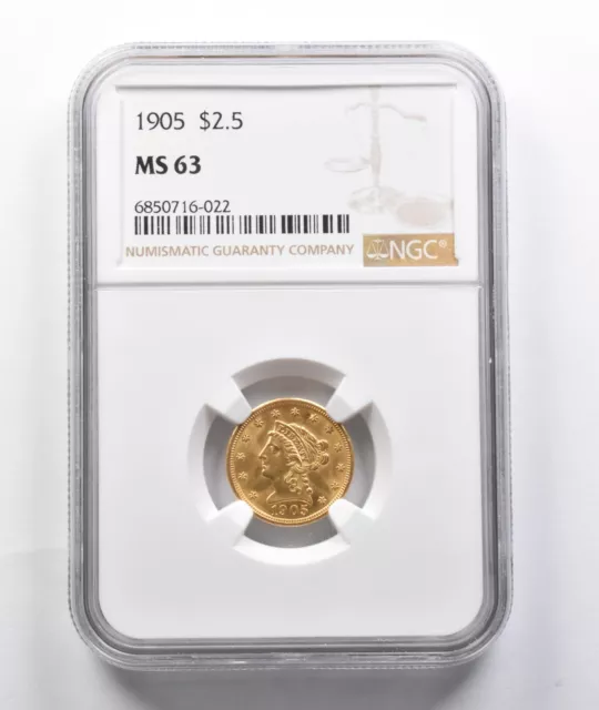 MS63 1905 $2.50 Liberty Head Gold Quarter Eagle NGC *7846