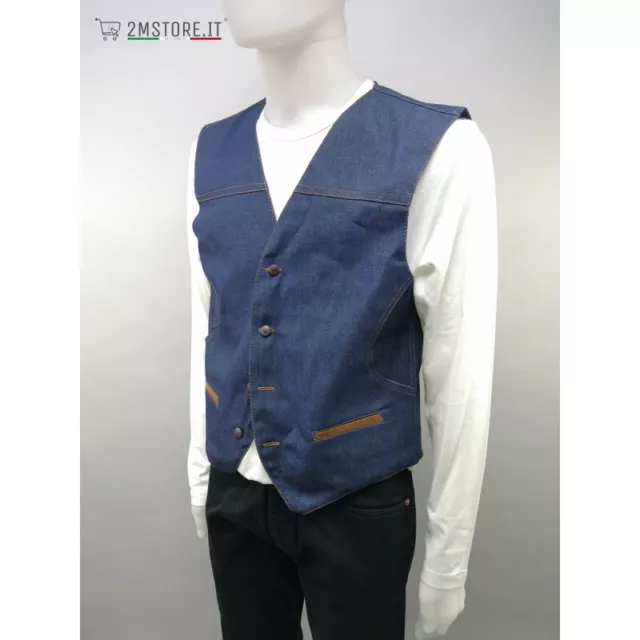 Gilet Denim Jeans Panciotto Uomo ORIGINAL VINTAGE Hipster Biker Made in Italy