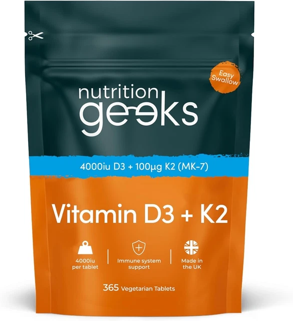 VITAMIN D3 4000 iu & Vitamin K2 MK7 100μg 1 Year Supply £19.99