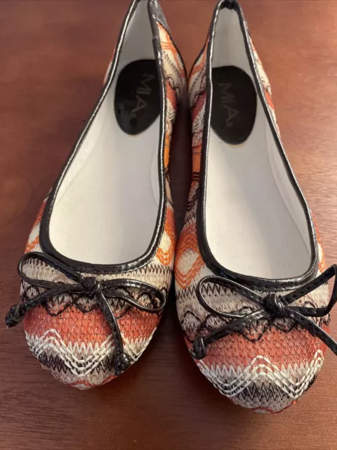 MIA Cloth Desert print Ballet Flats Slip On Round Toe w/ Bow Size 9