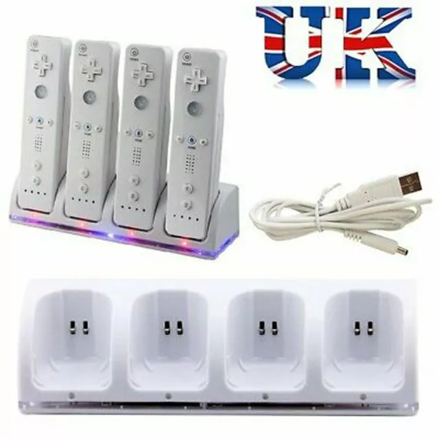 4in1 Rechargeable Battery Pack +Charger Dock Station For Nintendo Wii Controller