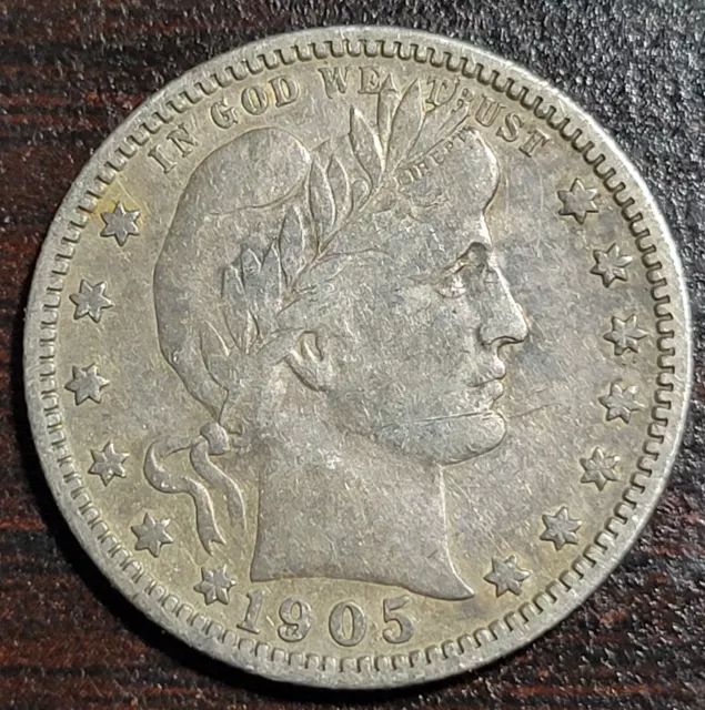 U.S. 1905-S Barber Silver Quarter 25 Cents - KEY DATE