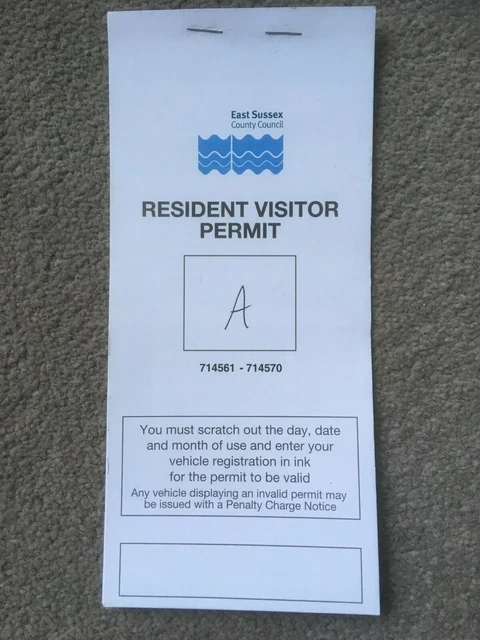 EASTBOURNE  on street Parking vouchers TOWN CENTRE each 24 hour - Book of 10