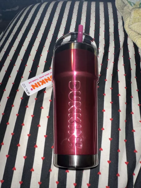 DUNKIN DONUTS 2023 24 Oz Insulated Stainless Steel Tumbler Mug Pink