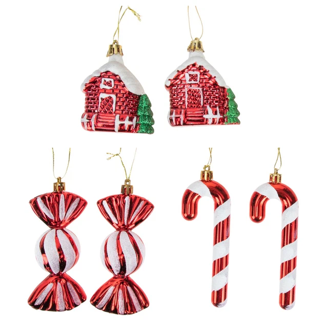6 PIEZAS Decoración de Árboles de Navidad Rojo Vidrio Adornos Colgantes Decoraciones de Navidad