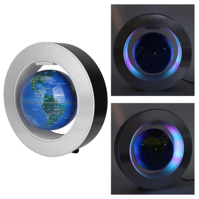 (EU Plug )Blue Magnetic Suspension Globe OShaped Floating Globe Birthday Gift SD