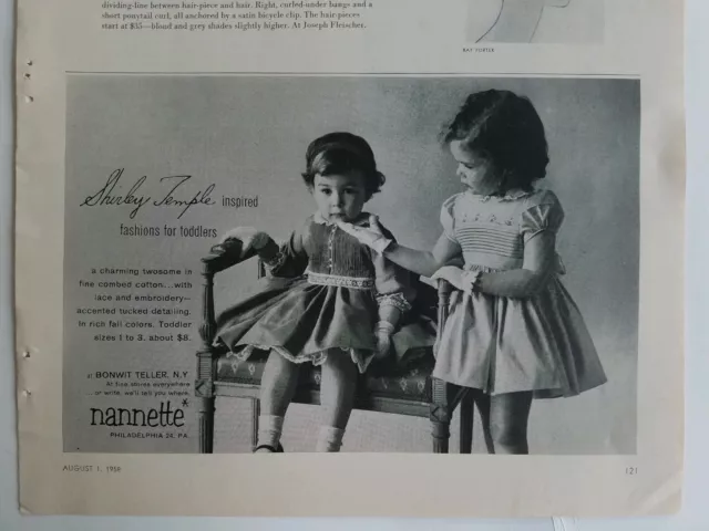 1958 Shirley Temple Ispirato Ragazze Nannette Abiti Fashions per Bambini Ad