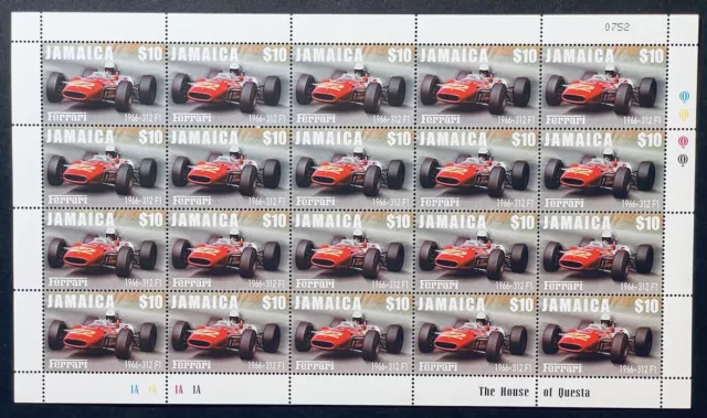 Jamaica Ferrari Stamps Set Of 6 Sheets 2000 Mnh Classic Race Car Sports Auto 3