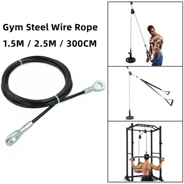 STEEL WIRE ROPE Gym Replacement Stack Cable 1.5/2.5/3meter Black Color ...
